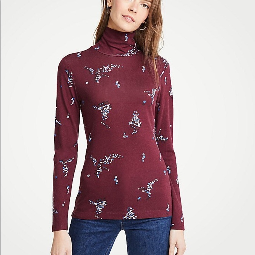 Ann Taylor Floral Turtleneck